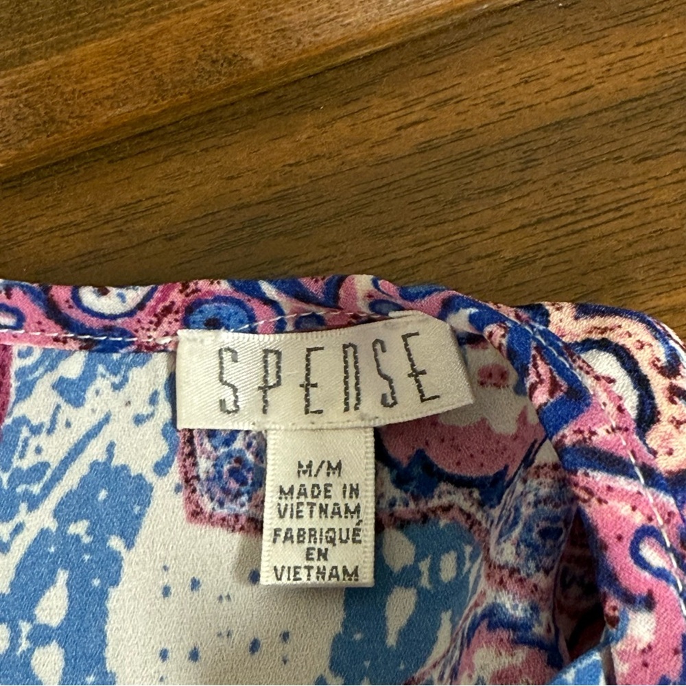 Spense Boho Medallion Print Short Sleeve Tunic Top Pink Blue M/M - Picture 5 of 6